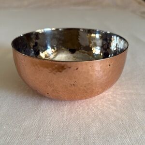 Small Gorham hammered copper two tone bowl